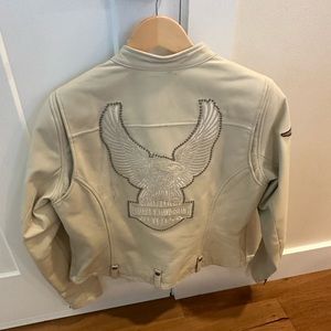 Women’s White Leather Harley Davidson Jacket